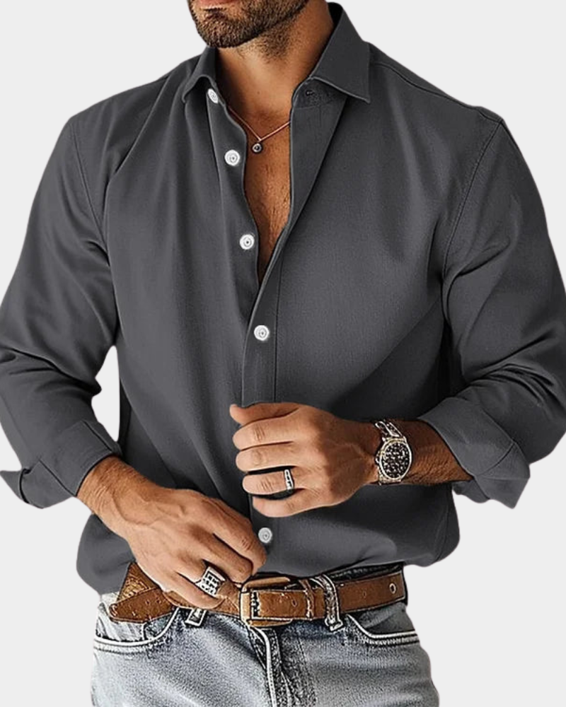 PHILIP | CHEMISE POUR HOMME À COUPE SLIM, EN TISSU ÉLASTIQUE ET À BOUTONS
