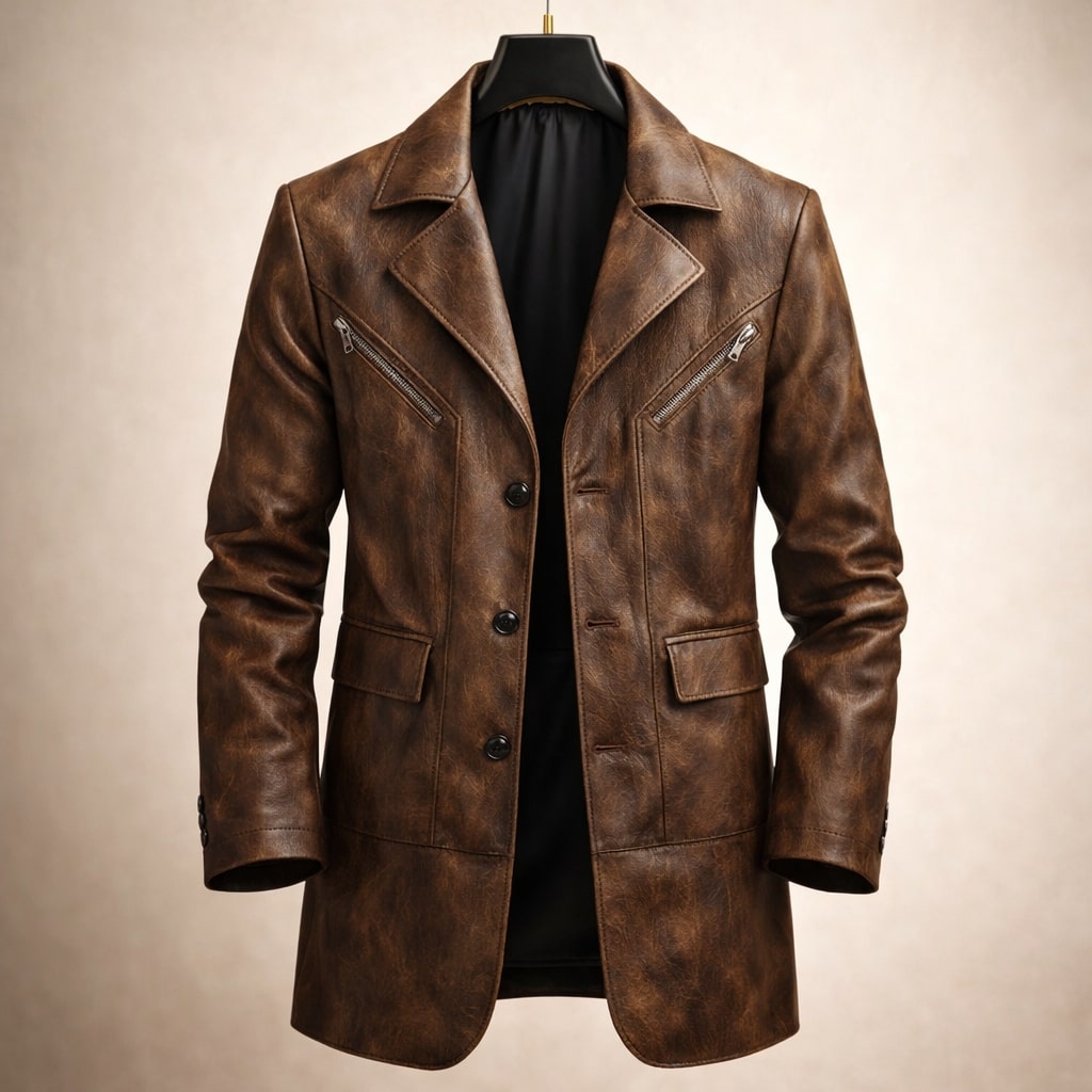 PHILIP™ | Manteau structuré pour homme avec empiècements en cuir