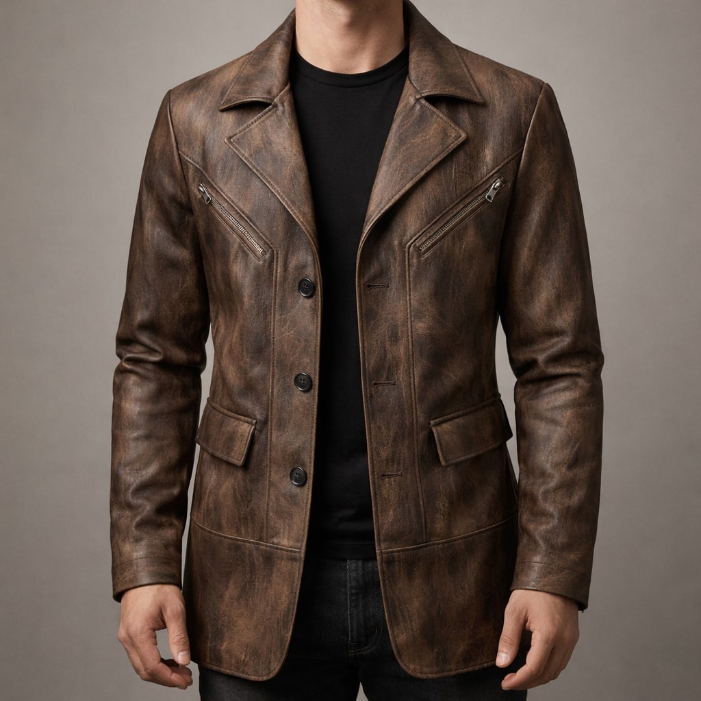PHILIP™ | Manteau structuré pour homme avec empiècements en cuir