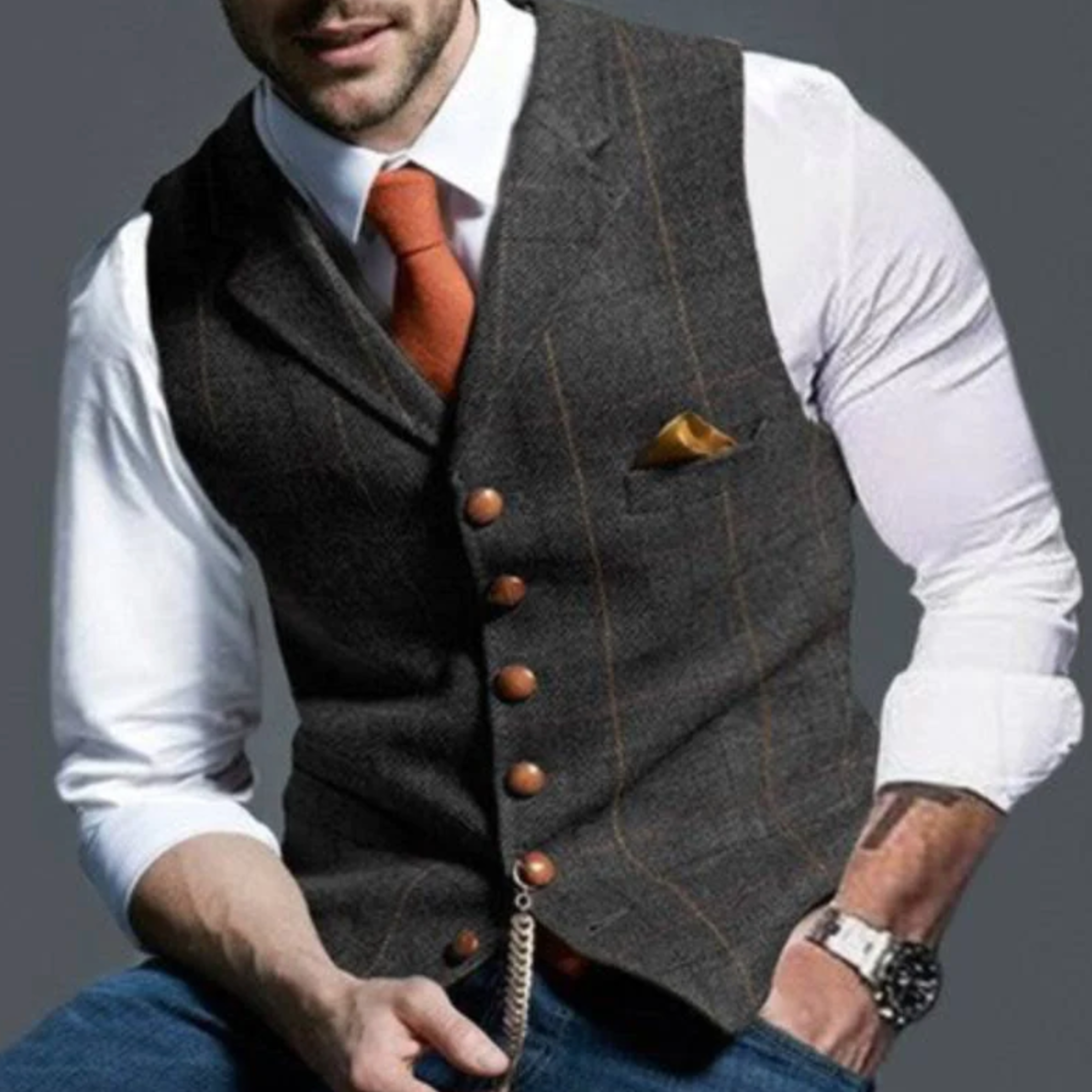 PHILIP™ | Gilet Homme Coupe Ajustée à Boutons