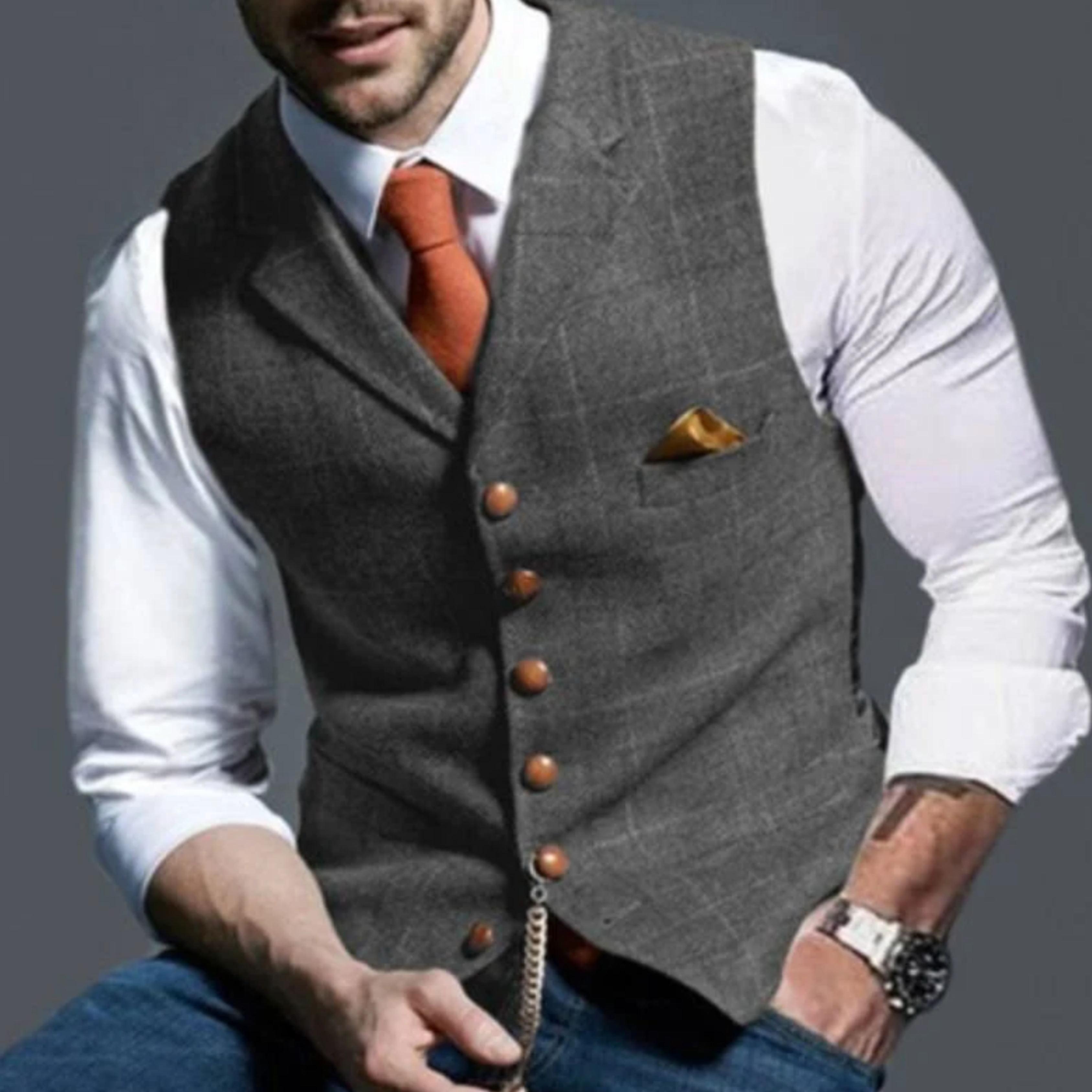 PHILIP™ | Gilet Homme Coupe Ajustée à Boutons