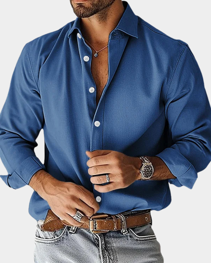 PHILIP | CHEMISE POUR HOMME À COUPE SLIM, EN TISSU ÉLASTIQUE ET À BOUTONS
