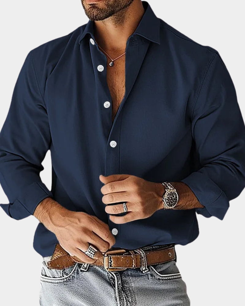 PHILIP | CHEMISE POUR HOMME À COUPE SLIM, EN TISSU ÉLASTIQUE ET À BOUTONS