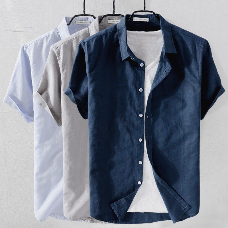 PHILIP™ | Chemise à manches courtes en lin et coton pour homme