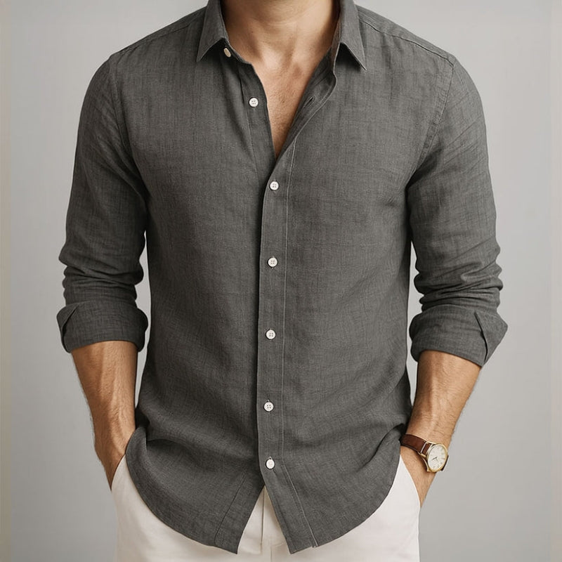 PHILIP™ | T-shirt à manches longues en coton et lin pour homme