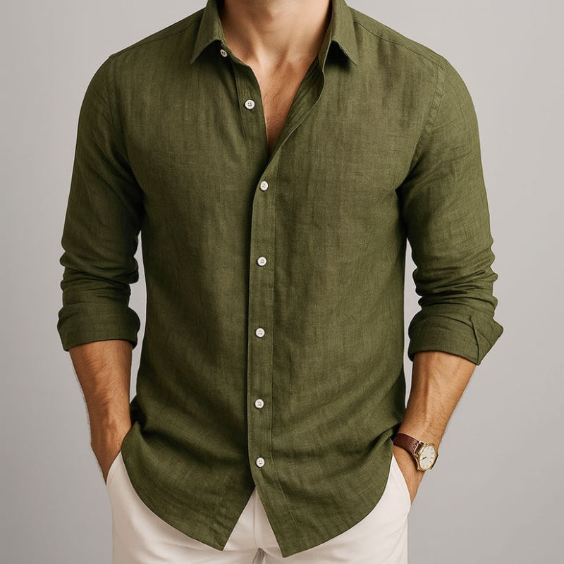 PHILIP™ | T-shirt à manches longues en coton et lin pour homme