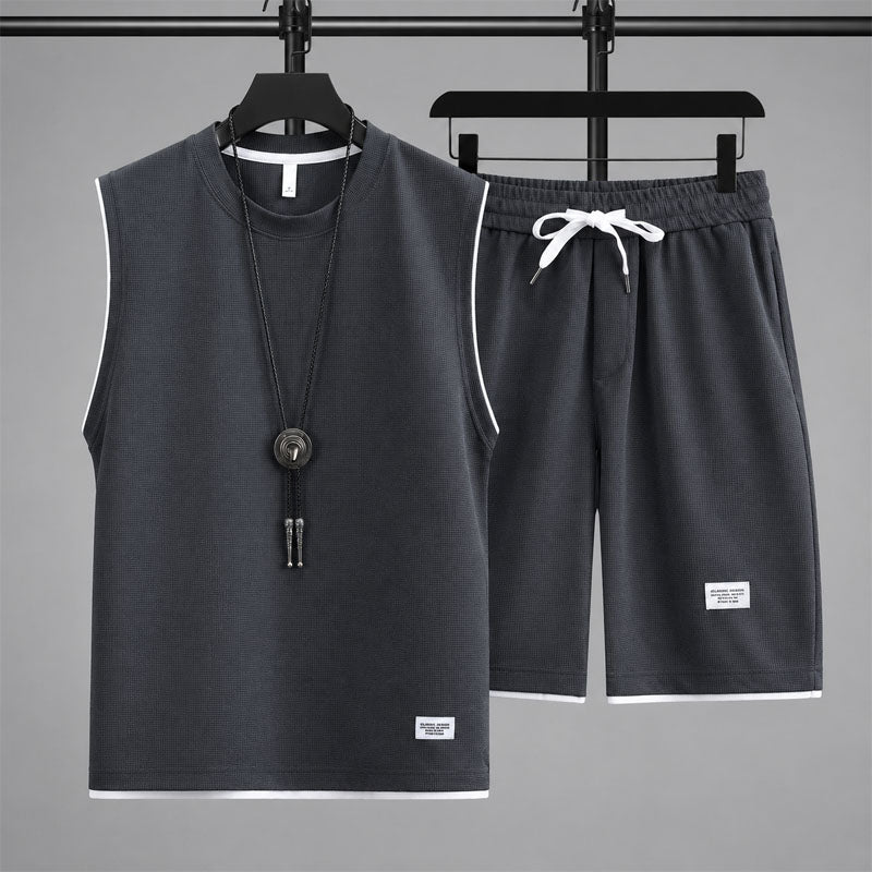 PHILIP™ | Ensemble de détente sans manches en maille gaufrée pour homme