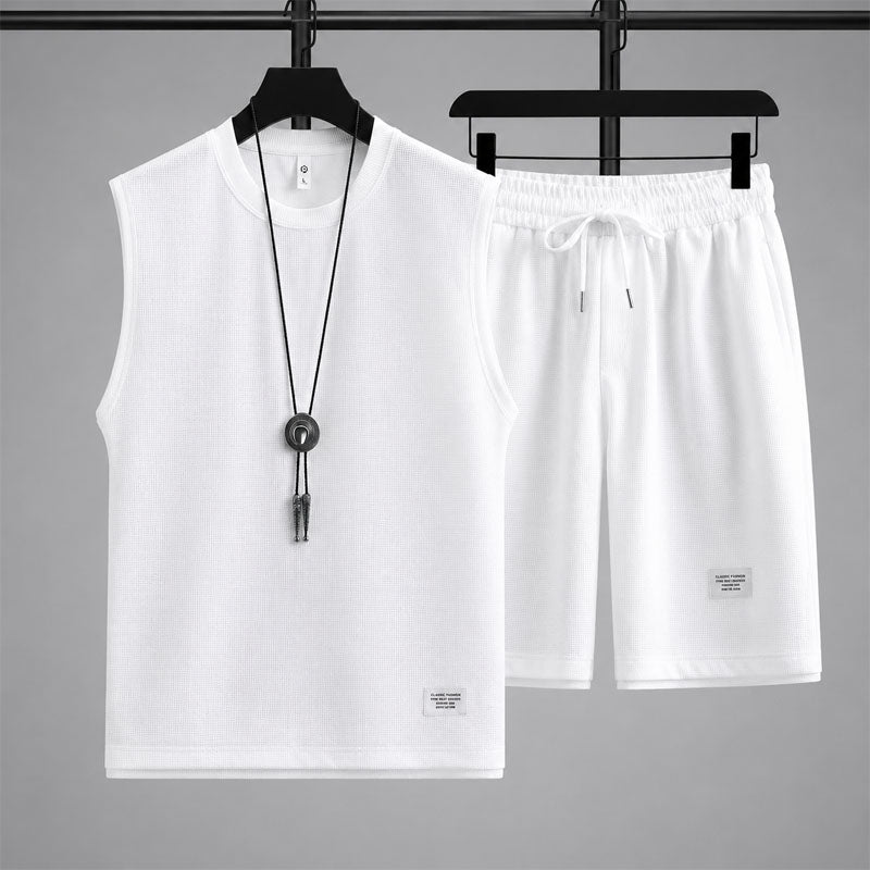PHILIP™ | Ensemble de détente sans manches en maille gaufrée pour homme