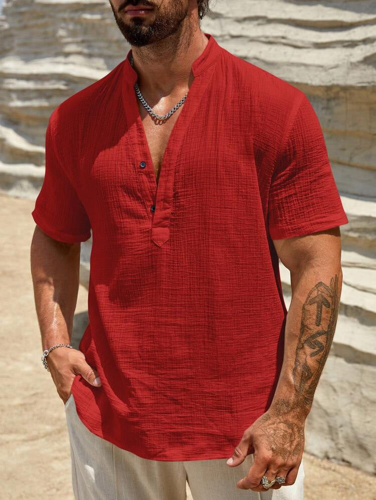 PHILIP™ | Chemise en lin à col en V pour homme