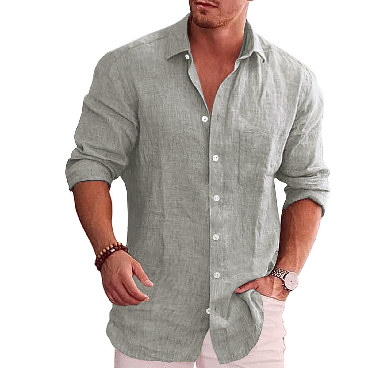 PHILIP™ | T-shirt à manches longues en coton et lin pour homme
