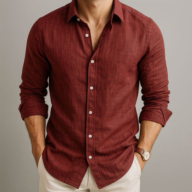 PHILIP™ | T-shirt à manches longues en coton et lin pour homme