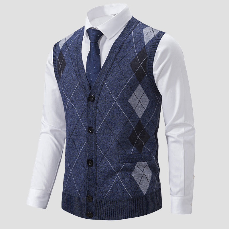 PHILIP™ | Gilet pour homme à mailles losanges, doublé