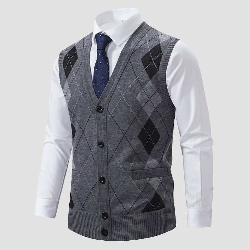 PHILIP™ | Gilet pour homme à mailles losanges, doublé
