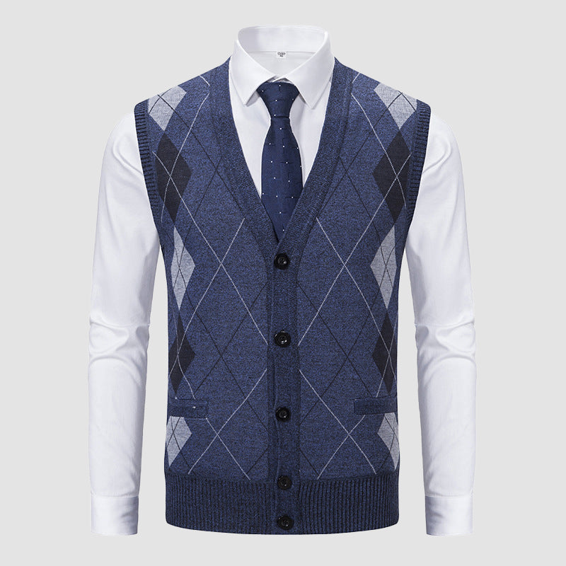 PHILIP™ | Gilet pour homme à mailles losanges, doublé