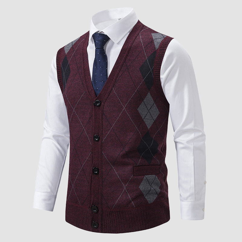 PHILIP™ | Gilet pour homme à mailles losanges, doublé