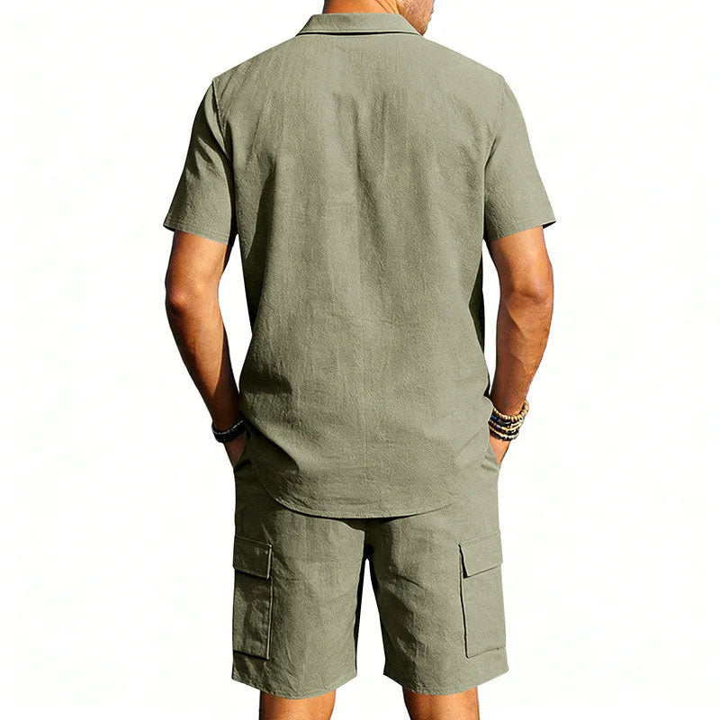 PHILIP™ | Ensemble short et chemise à poches utilitaires pour homme