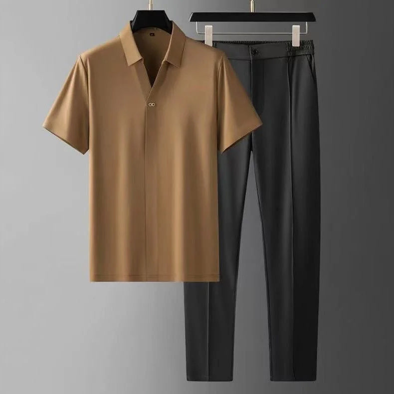 PHILIP™ | Ensemble chemise à col en V et pantalon pour homme