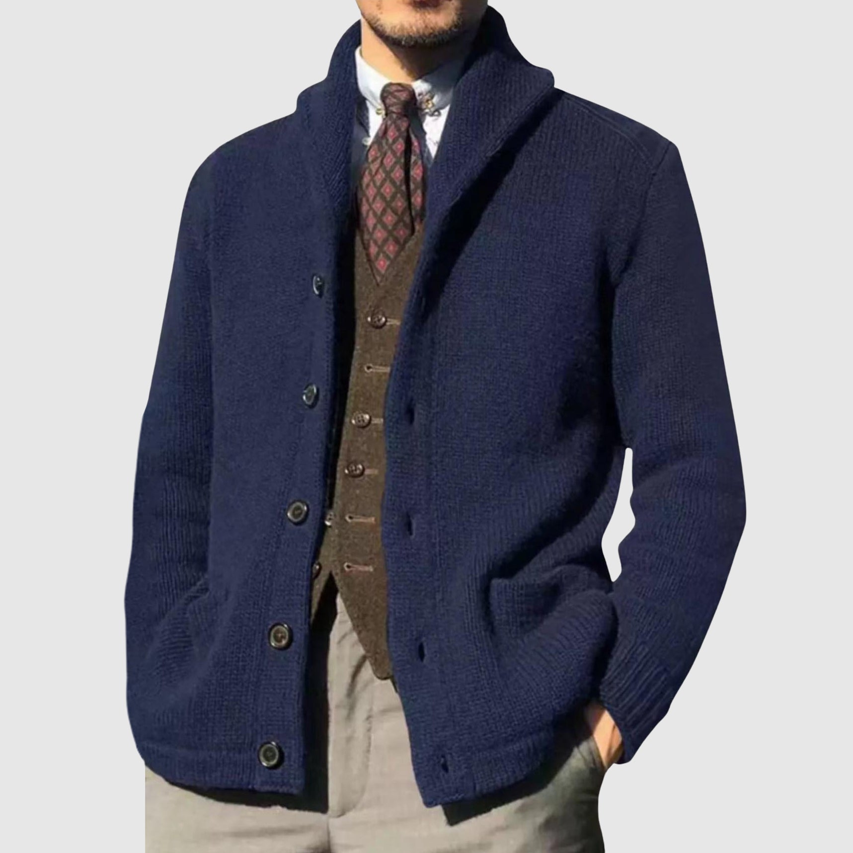 PHILIP™ | Cardigan en maille à col à revers pour homme