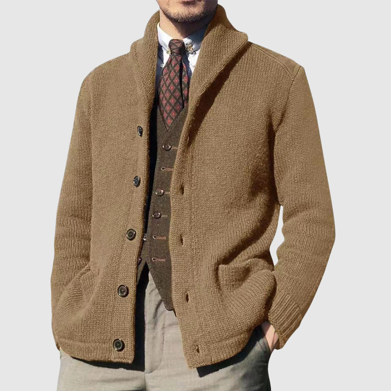 PHILIP™ | Cardigan en maille à col à revers pour homme