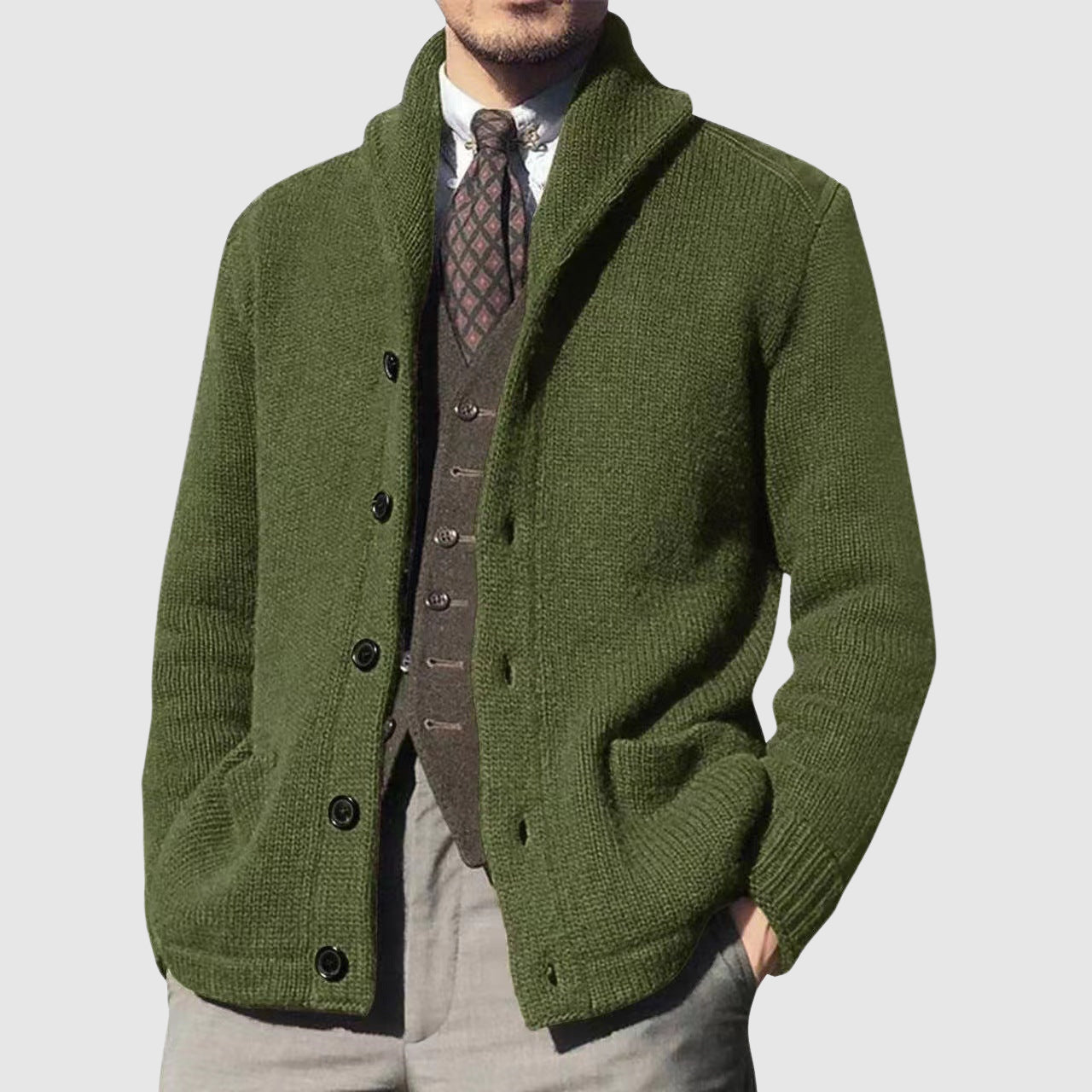 PHILIP™ | Cardigan en maille à col à revers pour homme