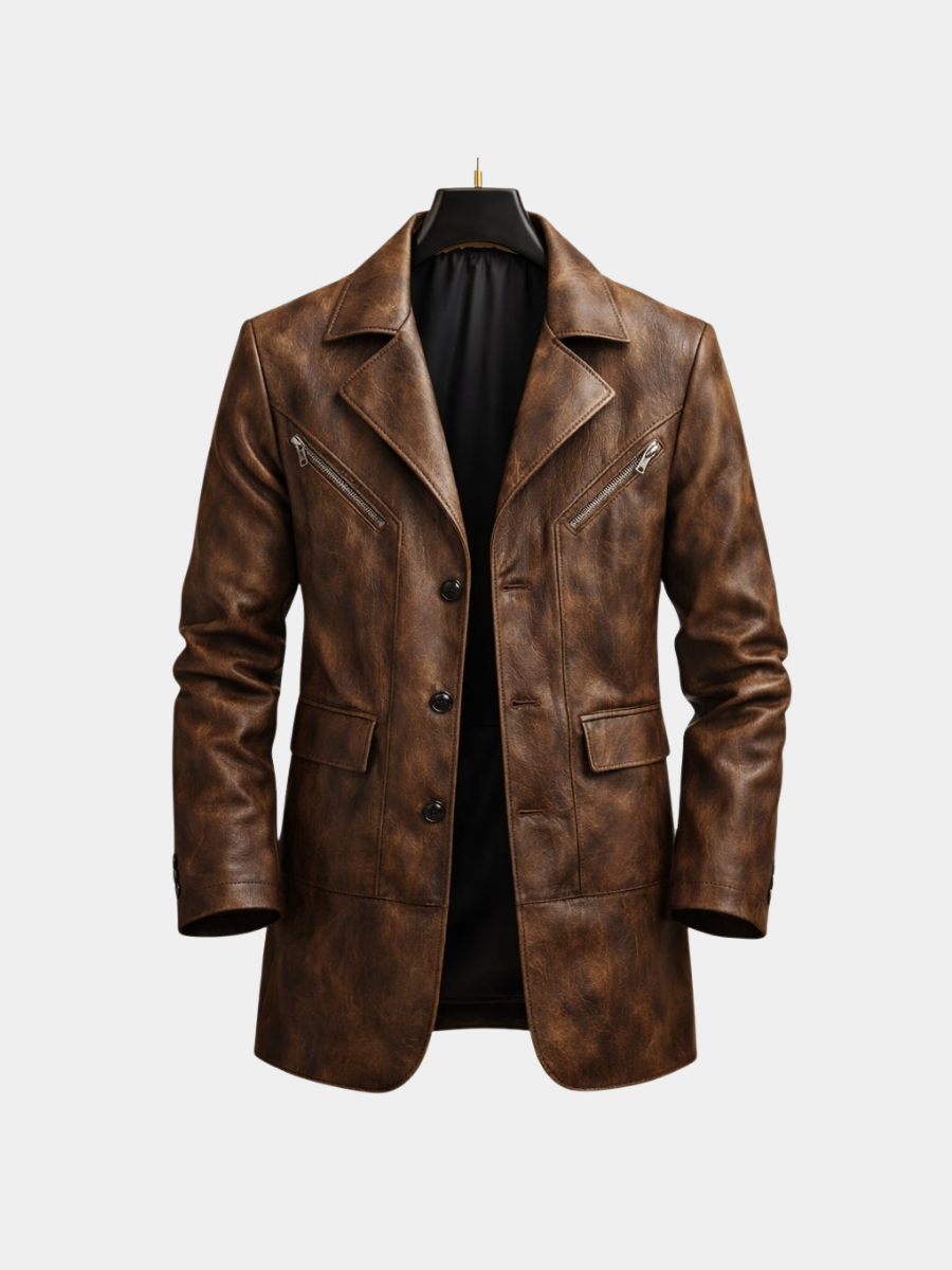 PHILIP™ | Manteau structuré pour homme avec empiècements en cuir